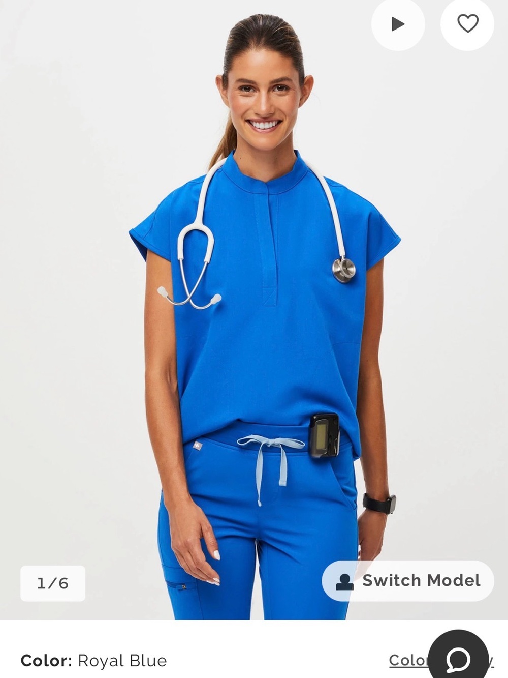 Figs Oversized Rafaela Royal Blue Scrub Top